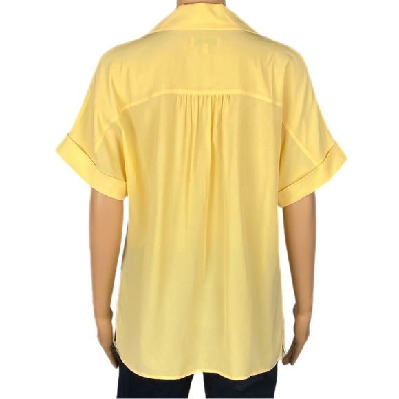 LAFAYETTE 148 100% Silk button down collared short sleeve blouse Medium EUC - Picture 9 of 13